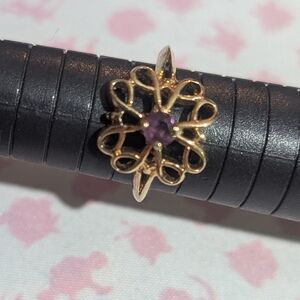 Gold Floral Ring with Purple Gem Avon